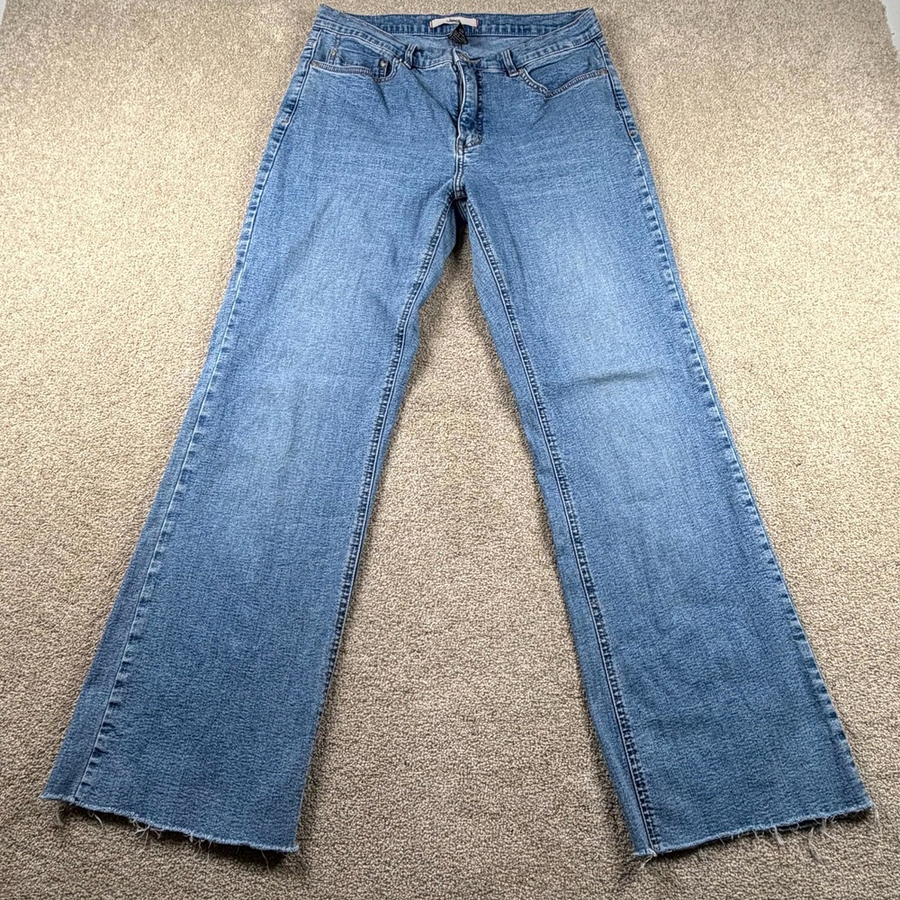 JAG Bootcut Jeans Womens 12 Blue Denim Cotton Mid Rise Raw Hem Legendary Fit